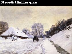 Claude Monet The Cart Snow-Covered Road at Honfleur